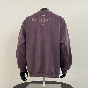 鹿皮绒长袖T恤男春秋季美式复古潮流宽松圆领休闲上衣WY72-P52图片