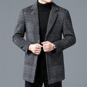 男式装2023春秋季新款商务休闲百搭西装中年纯色厚款西服外套图片