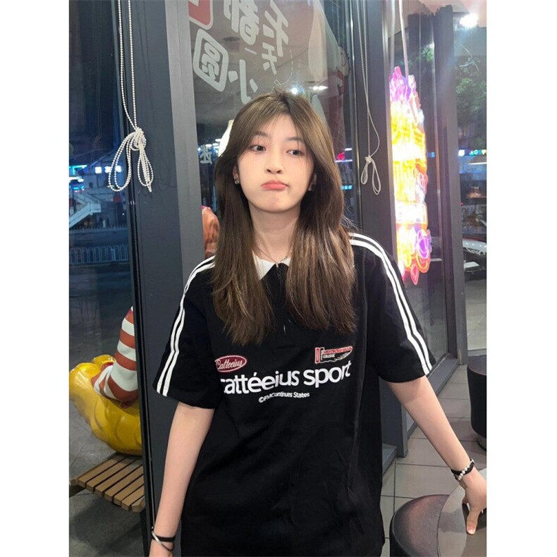 复古polo衫翻领短袖T恤男女款小众设计感学院风情侣体恤TW0023,男装Polo衫,星座1116A（原606A-3）
