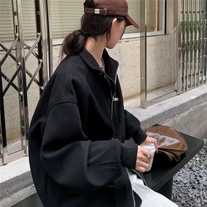 美式复古立领夹克女秋冬潮牌设计感情侣外套休闲运动开衫卫衣图片