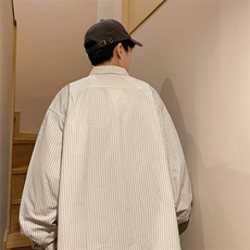 日系条纹长袖衬衫男ins潮牌百搭宽松cityboy休闲衬衣外套CS12-P28，男装衬衫，星座1008