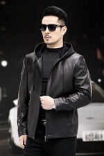 WL1720-1秋冬新款男士皮衣男绵羊皮连帽外套商务休闲男装P700，男装皮衣，电商B360