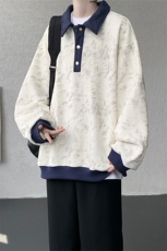 现货WY10159-特P50控88美式复古撞色解构拼接大码男宽松情侣卫衣，男装卫衣，电商A059