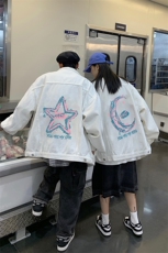 2025春季港风大码不一样印花情侣牛仔夹克外套男JK563-P6588，男装夹克，星座912-1（原星座914-5）