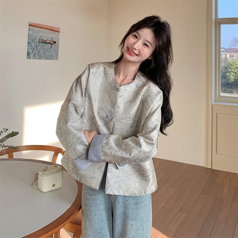 新中式国风提花外套女2025春季新款设计感小众复古宽松短款上衣潮,女装短外套,C位