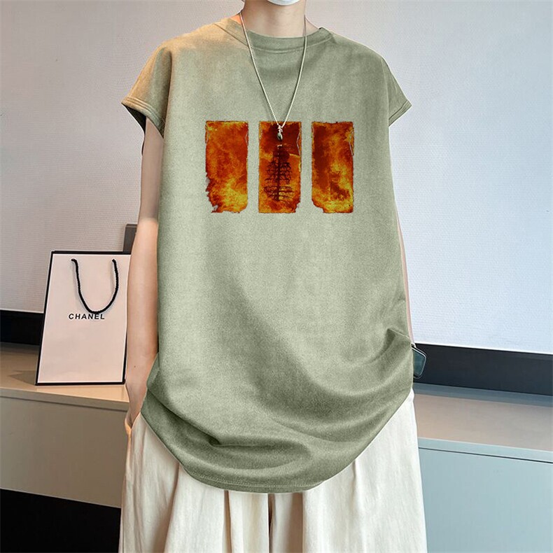 可设48小时发货支持抖音得物来样二开240克重磅美式麂皮绒背心t恤，男装T恤，电商A486