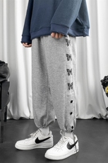 K196P30短句风2024春夏季休闲宽松大码蝴蝶印花港风束脚裤哈伦裤，男装休闲裤，电商A026-1