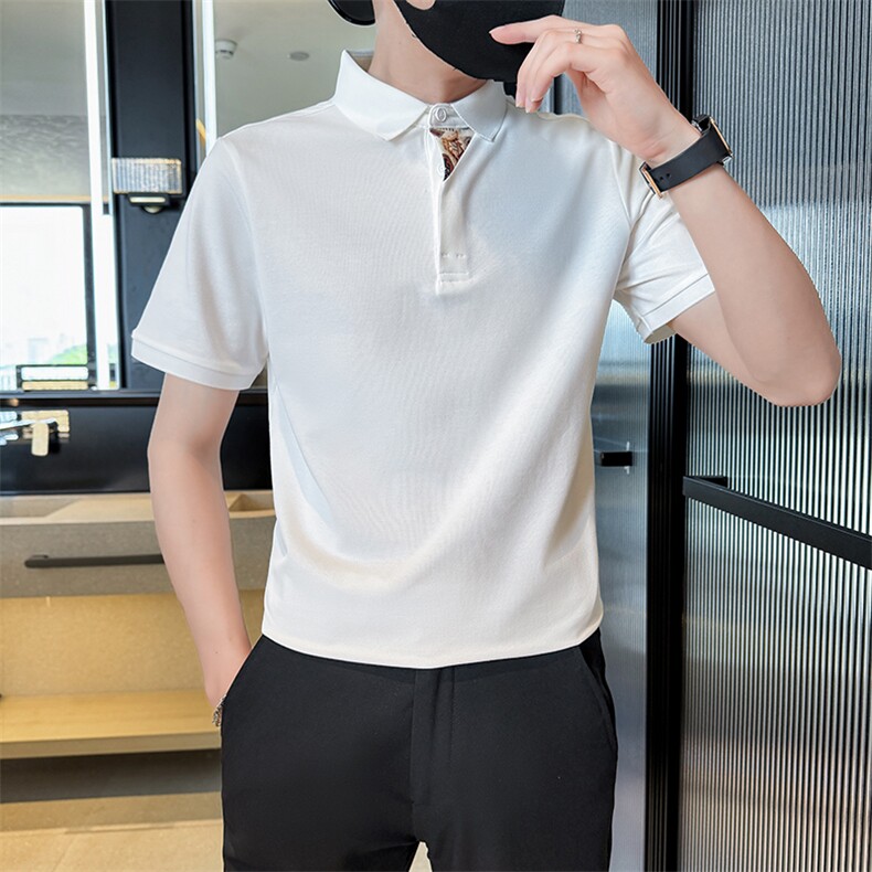 主推款2025夏季新中式潮拼接短袖T恤翻领Polo衫T6078-P48,男装T恤,电商D342