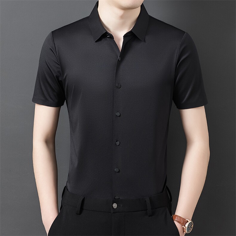 Z9025夏季青年2022男式薄款短袖无痕衬衣修身休闲免烫透气衬衫P66图片