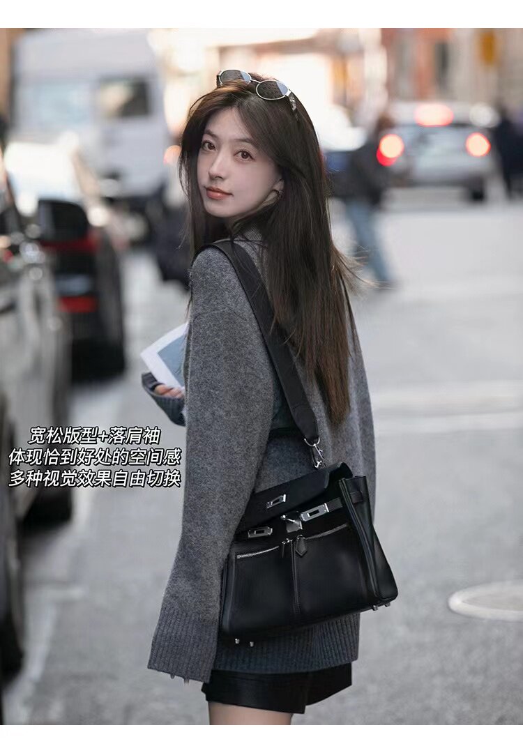 秋冬新款加厚保暖套头半开翻领毛衣女慵懒休闲针织打底衫,针织衫/毛衣,半城羊绒