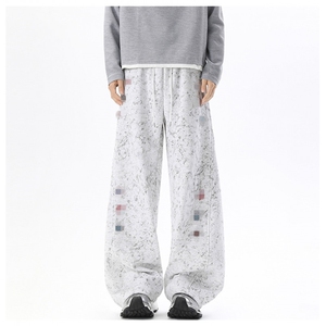 春装高品质扎染刺绣工艺弯刀卫裤男重磅复古垂感休闲运动裤阔腿裤图片