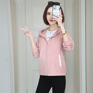 连帽短外套女2021春秋季韩版宽松bf夹克小个子上衣百搭春秋外套图片