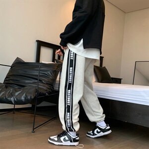 卫裤男新款休闲运裤潮ins港风宽松阔腿裤子K87P28图片