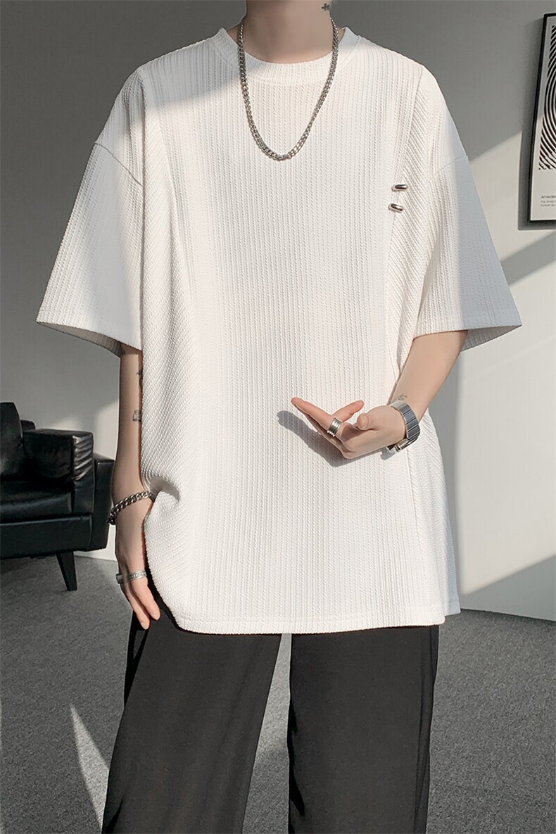 超大码金属标手工设计肌理感短袖T恤8XL-M垂感冰丝半袖DX1220/P38,男装T恤,电商B238