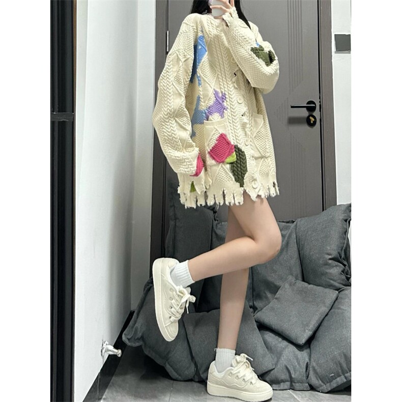 【有货】破洞涂鸦情侣开衫毛衣男女慵懒风针织衫外套5501CC-特P65,男装针织衫/毛衣,星座1007（原301D）