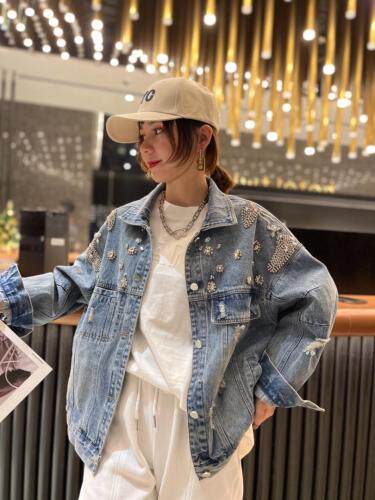 手工订珠牛仔外套，女装，跳跳谷