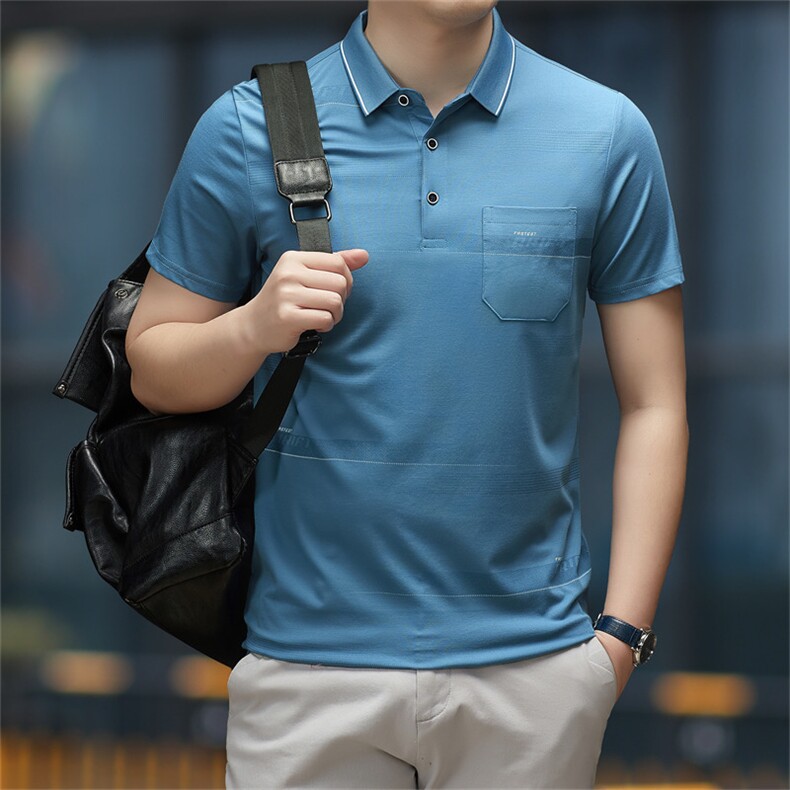 男装中青年翻领带扣POLO短袖上衣商务休闲宽松男装半袖WK5832-P59,男装Polo衫,星座1105-3