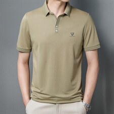 男士2022休闲商务短袖POLO衫纯色翻领中年爸爸装上衣ZL1236-P55，男装Polo衫，星座1105-3