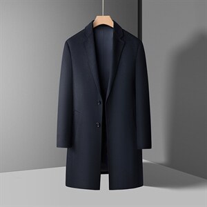 XL-N88090秋冬新款男士风衣翻领商务领导服男装纯色全山羊绒外套图片