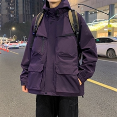 户外山系多口袋连帽冲锋衣防水外套宽松夹克男A406JK3526特P85，男装夹克，星座309（原A406）