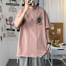 2021港风圆领青春休闲大码运动日系原宿潮流男士短袖宽松7800F35，男装T恤，星座227-7