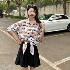 EQ408卡通图案夏季情侣装短袖衬衫男女沙滩旅游度假衬衣，男装衬衫，电商C306-1