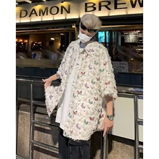 流苏毛边设计感衬衫短袖男宽松夏季垂感衬衣HJ07P40，男装衬衫，星座1116-2