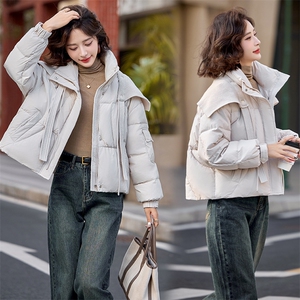 【24冬季新品】针织拼接可拆卸立领羽绒服~短款面包服羽绒服女图片