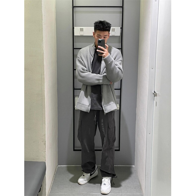 【有货】cleanfit灰色拉链开衫毛衣外套男款针织衫M5653LL-特P55,男装针织衫/毛衣,星座1007（原301D）