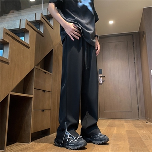 高街直筒松紧腰坠感速干冰丝休闲裤长裤XZ-221-1-K1502-P45图片