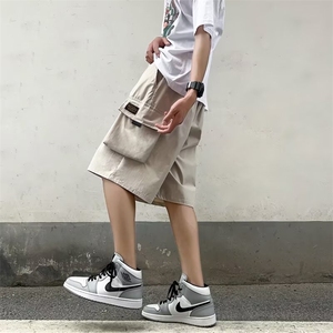 夏季百搭工装短裤oversize日系简约宽松五分直筒休闲学生港风中裤图片