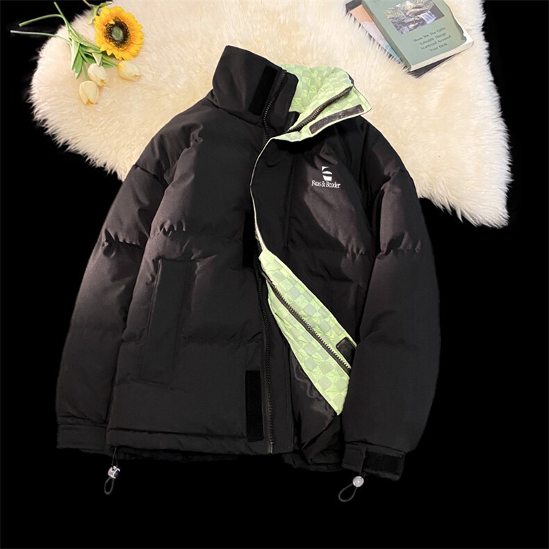 抖音得物品质深度库存三防面料假两件格子棉衣外套棉服66632特P85图片
