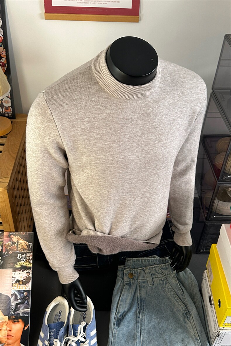 简约风纯色半高领毛衣加绒保暖百搭针织衫休闲上衣ZJ6102-特价P38,男装针织衫/毛衣,电商A007