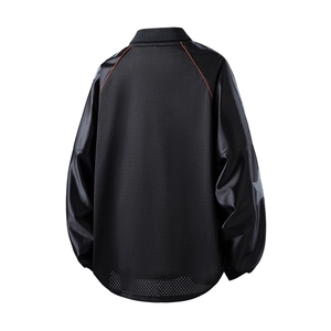 美式翻领POLO衫大码M-5XL插肩拼接V领球衣长袖T恤T78096P48控78图片