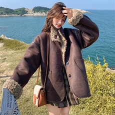 2B183-8155P195K288两面穿皮毛一体机车外套，女装短外套，2B183