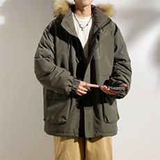 港风2026新品冬季宽松撞色棉服派克服毛领冬装加厚外套D009-P145，男装棉衣，星座717