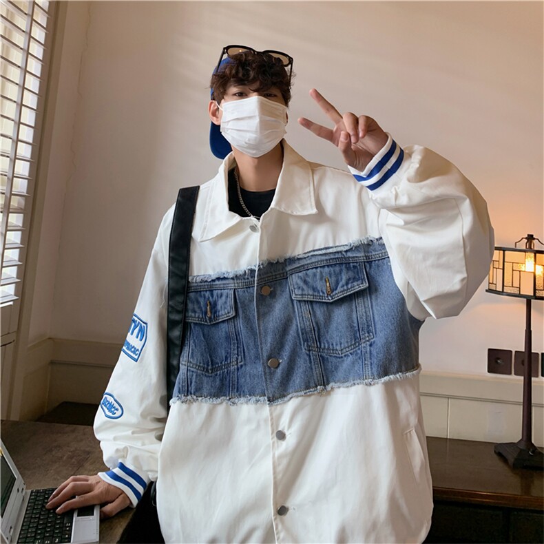 日系复古开衫男女风宽松七分袖衬衫外套潮JK08518-P70,男装夹克,星座308B-1