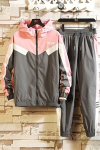 嘻哈春秋套装男士宽松2021春秋新款卫衣连帽撞色两件套DS366TP85图片