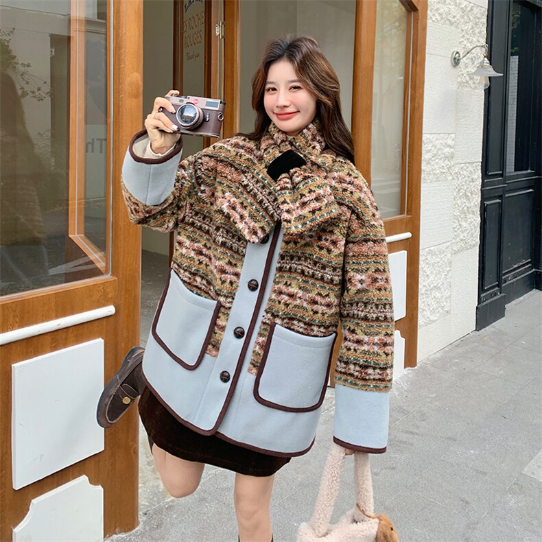 6972数据款现货大货已出90绒羊羔毛拼接羽绒P295-K438,女装羽绒服,2D034
