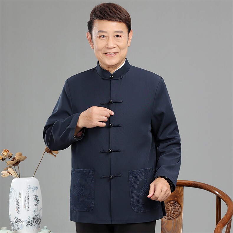 春季新款中青年唐装男长袖老年夹克外套爸爸装外套YDJ2368-P115,男装夹克,星座1105-3