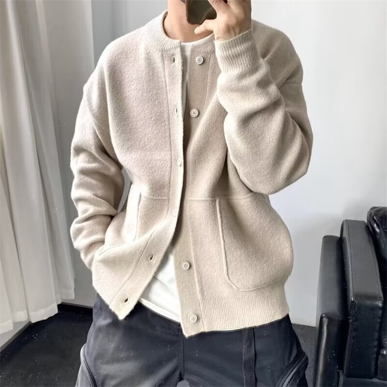 秋冬季新款开衫毛衣男生韩系时尚青年百搭休闲纯色慵懒风针织外套,男装针织衫/毛衣,星座218-1（原230）