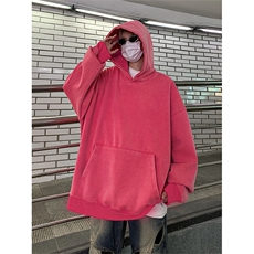 得物抖音高品质二开380克重磅做旧炒雪花纯色连帽水洗卫衣CM16，男装卫衣，电商A486