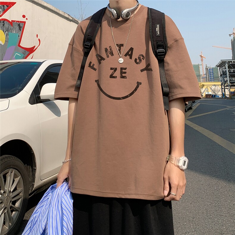港风23夏季时尚百搭字母印花款纯棉短袖T恤T6065P25控38,男装T恤,电商A268A