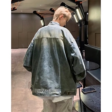 渐变扎染牛仔外套男秋季立领衣服春秋水洗做旧复古夹克N1229/P80，男装夹克，星座506