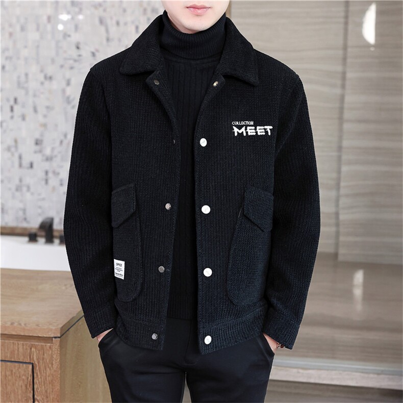 2024冬季新款男士短款翻领毛呢外套修身时尚潮流百搭A07P140控228，男装毛呢大衣，电商B226