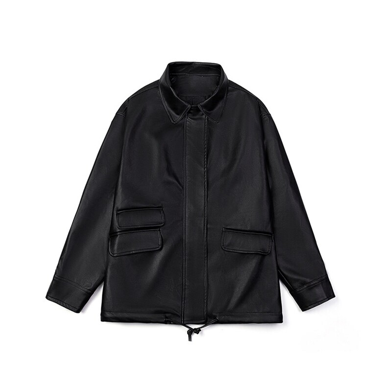 1中性平铺皮衣大码M-5XL情侣潮工装口袋机车皮克JK7761P85控138,男装皮衣,星座226-2