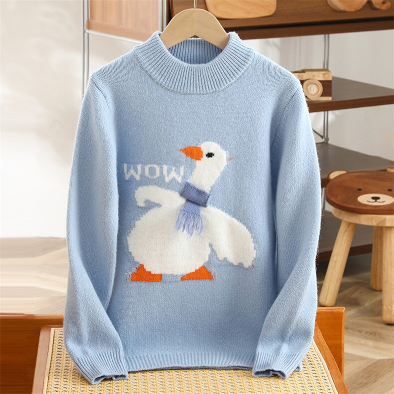2025时尚百搭通勤简约休闲大鹅半高领羊毛衫，童装儿童羊毛衫，宏杨羊绒