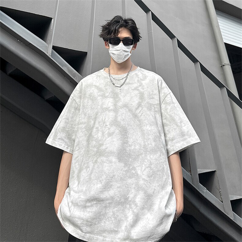 扎染短袖X5547-TP3048夏季可二开脏脏T休闲百搭五分袖T恤男,男装T恤,电商A102