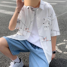 短袖衬衫春款男港风潮流弹力冰丝衬衣CD02P26，男装衬衫，星座1116-2