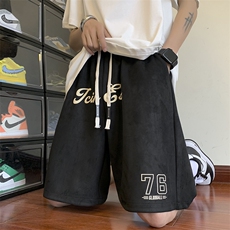 抖音直播主推宽松麂皮绒五分裤男短裤X416b-1-DK369-P45限58，男装牛仔裤，星座416B-1